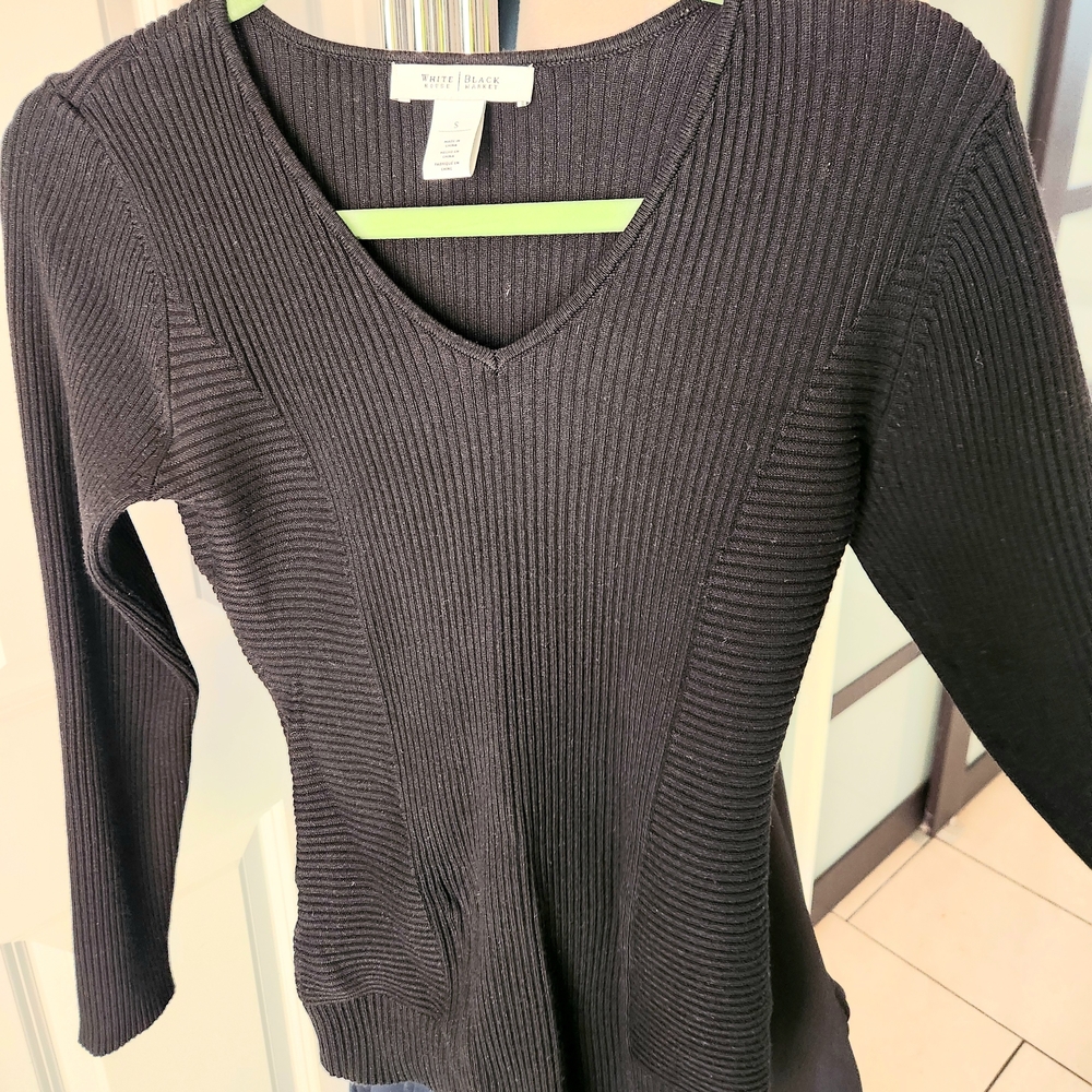 White House Black Market Classic Black Knit Top